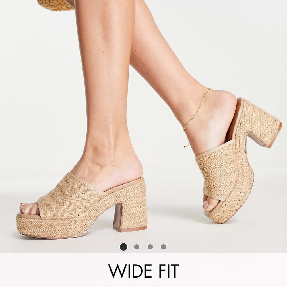 ASOS | Raffia Open Toe Platform Heels (Wide Width)